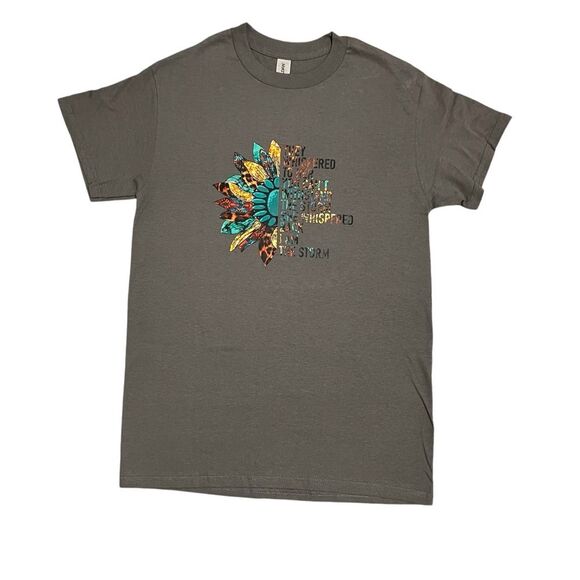 Gildan Heavy Cotton I Am The Storm T-Shirt Charcoal Gray Size Small - Picture 2 of 4